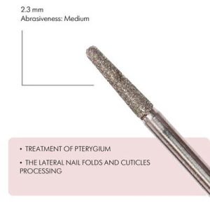 Rounded Cone-Shaped Diamond Coated Rotary File, 2,3 MM, Abrasiveness
